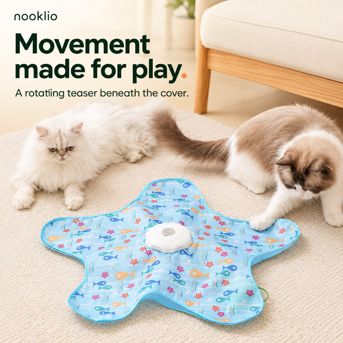 Hide & Pounce Automatic Cat Toy – 3 Speeds, USB-C Rechargeable