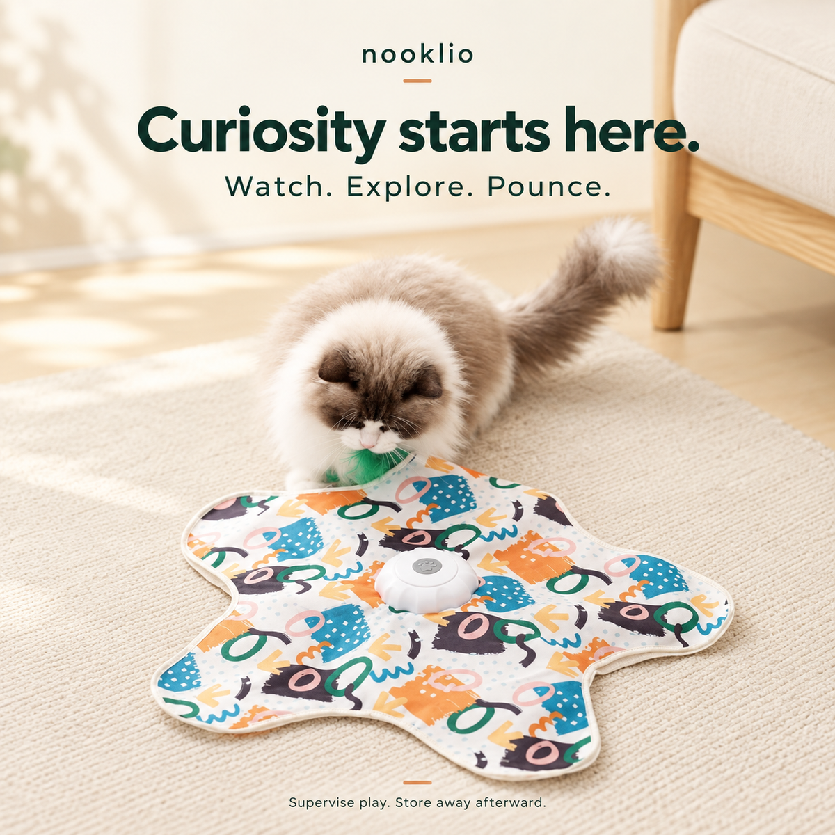 Hide & Pounce Automatic Cat Toy – 3 Speeds, USB-C Rechargeable